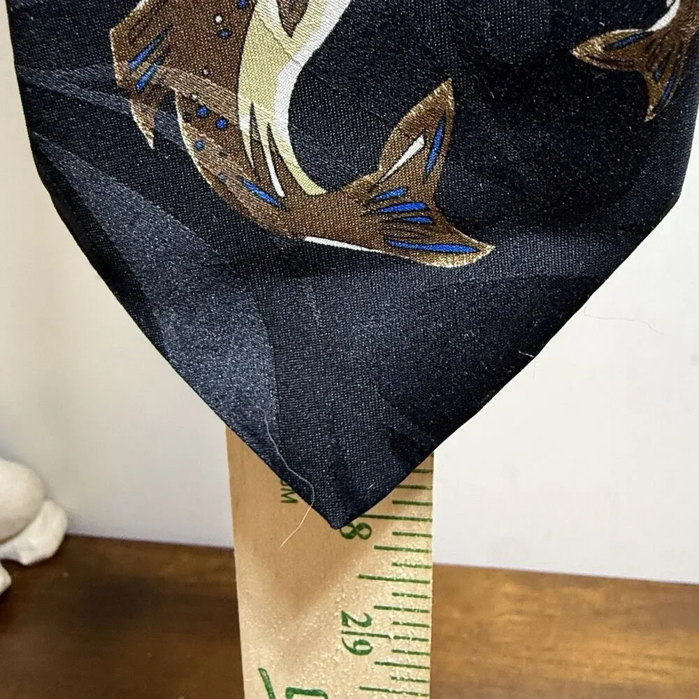 I Love You Man Bud Light Beer 1996 Vintage Neck Tie USA Black Fishing Pole New